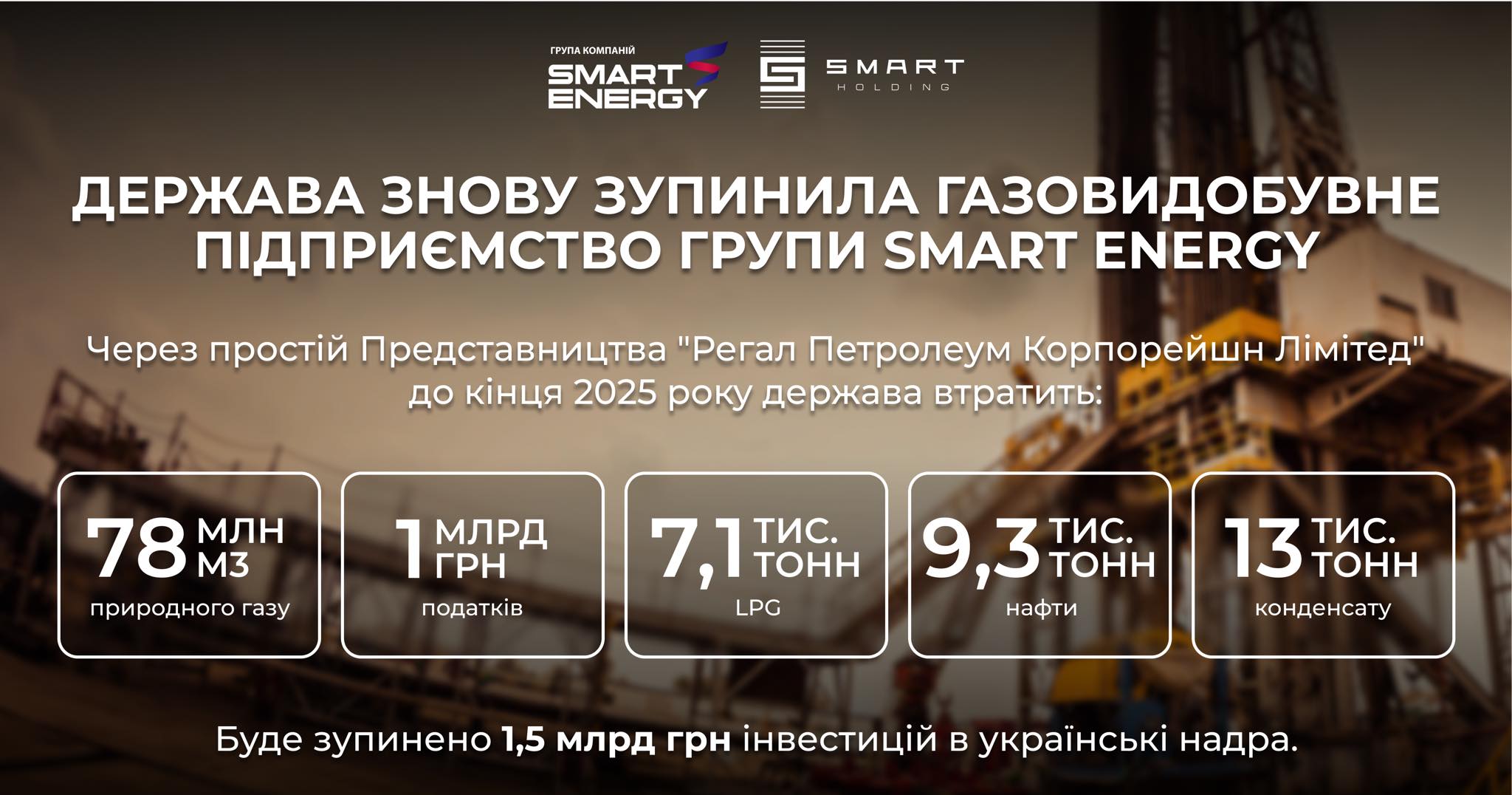 Держава знову зупинила газовидобувну компанію групи Smart Energy